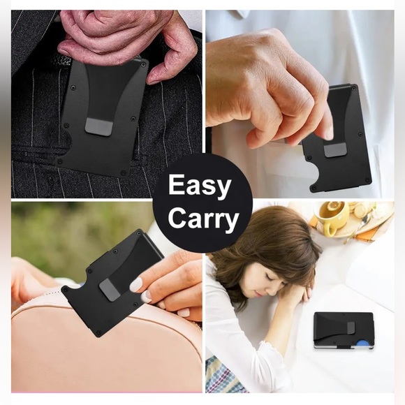 ✨✨BRAND NEW Mens Slim Wallet Minimalist RFID Blocking Money Clip Carbon - Picture 4 of 6
